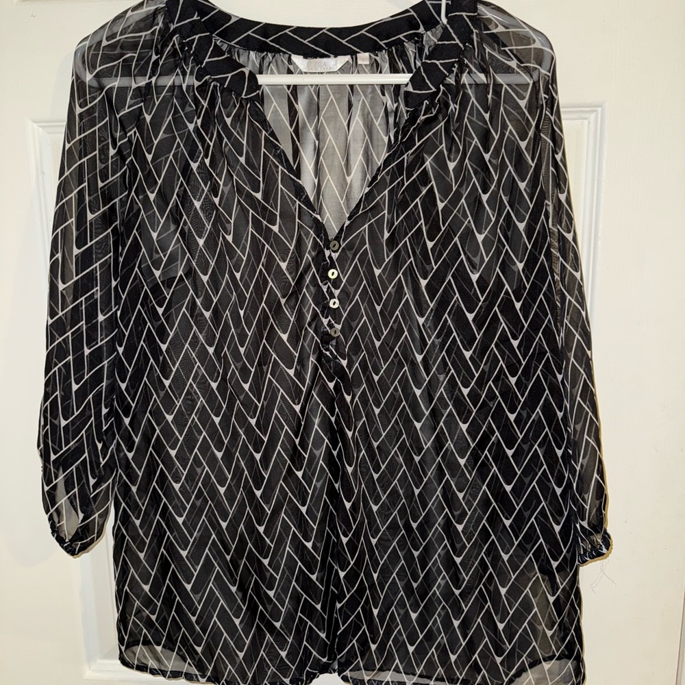 Oat New York Black and White Patterned Blouse